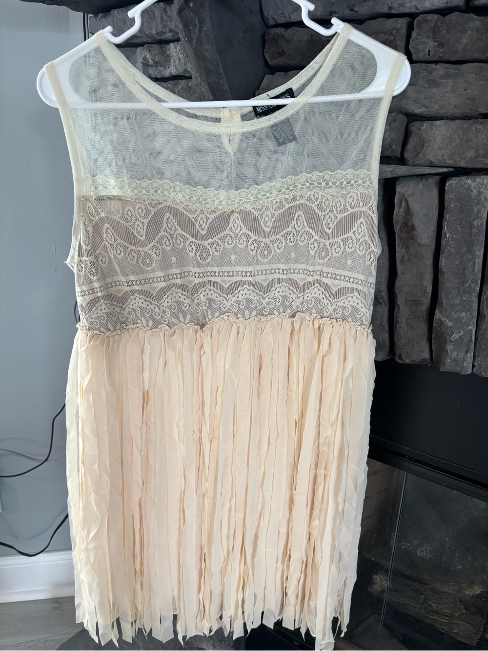 Miss Chievous Cream Lace & Pleated Mini Dress - Soft Neutral